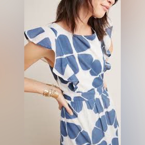 The Odells - Seville Blue and White Ruffle Maxi Dress - Picture 2 of 10